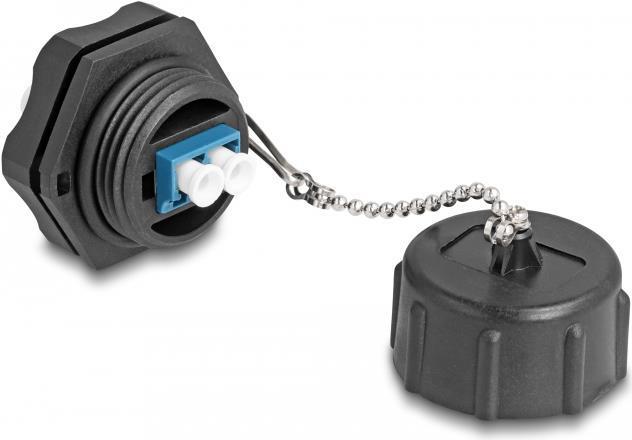 Delock Jack da pannello FO LC duplex a LC duplex con tappo di chiusura monomodale IP68 resistente alla polvere e all'acqua