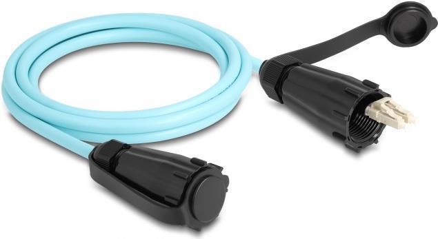 Delock Cavo in fibra ottica LC Duplex a LC Duplex con tappo di tenuta Multimode OM3 IP68 resistente alla polvere e all'acqua 2 m