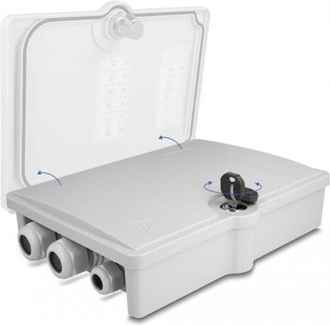 Delock Scatola di distribuzione in fibra ottica per uso interno ed esterno IP55 impermeabile con serratura a 6 porte grigio