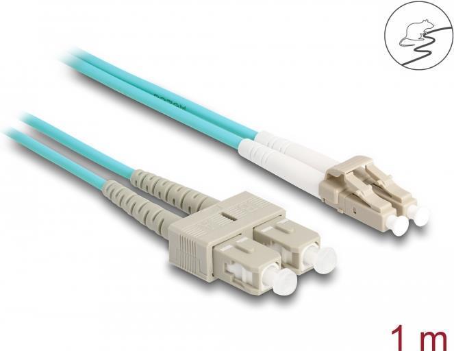 Delock - Cavo di rete - LC Multi -Mode (M) a SC Multi -Mode (M) - 1 M - 3 mm - Fibra di vetro - Duplex - 50/125 Micrometro - OM