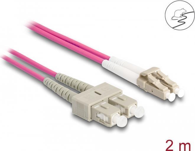 Delock - Cavo di rete - LC Multi -MODE (M) a SC Multi -Mode (M) - 2 m - 3 mm - Fibra di vetro - Duplex - 50/125 Micrometro - OM