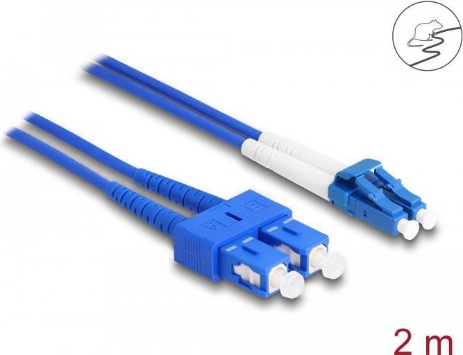 DELOCK - Cavo di rete - Modalità singolo LC (M) a SC Modalità singola (M) - 2 m - 3 mm - fibra di vetro - duplex - 9/125 micr