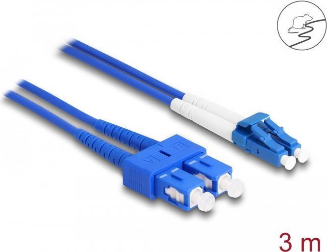 DELOCK - Cavo di rete - Modalità singola LC (M) a SC Single Mode (M) - 3 m - 3 mm - Fibra di vetro - Duplex - 9/125 Micrometro