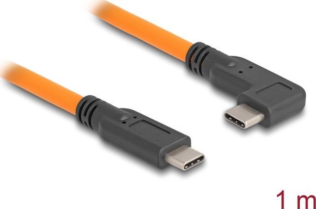 Delock - Cavo USB - USB-C (M) da 24 pin angolato a USB-C (M) da 24 pin dritto 5 A - 1,0 m - velocità di trasferimento dati fin
