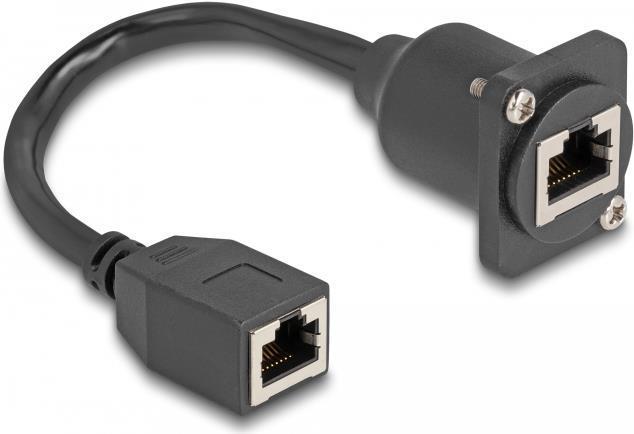Delock Cavo RJ45 tipo D femmina-femmina Cat.5e nero 20 cm