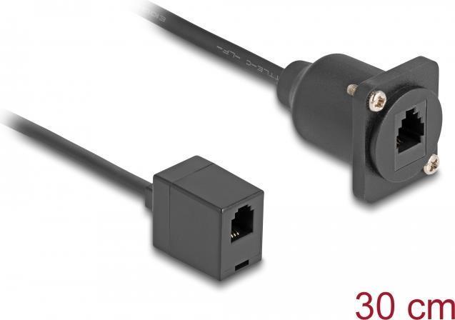 Delock Cavo RJ10 tipo D femmina-femmina nero da 30 cm