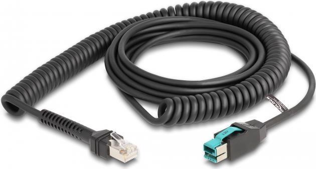 Cavo a spirale Delock da spina RJ50 a spina PoweredUSB 12 V 3 m nero