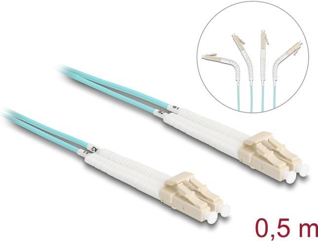 Delock Cavo in fibra ottica da LC Duplex a LC Duplex multimodale OM3 angolato da 0,5 m