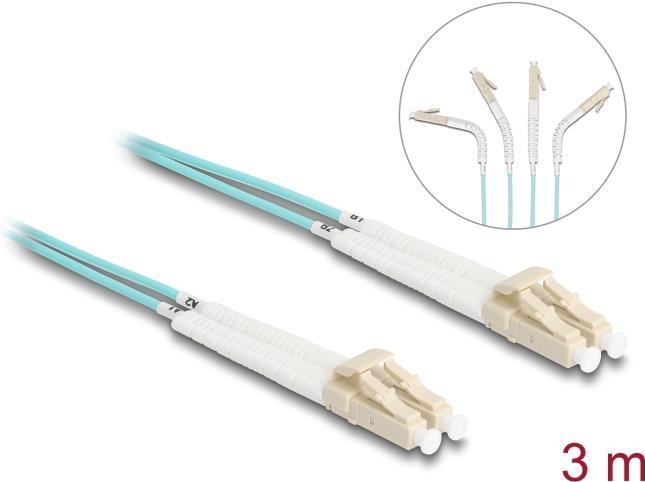 Delock cavo in fibra ottica da LC Duplex a LC Duplex multimodale OM3 angolato da 3 m