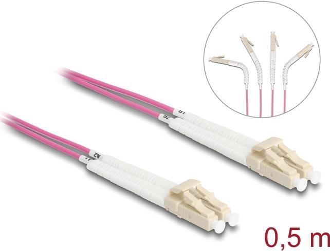 Delock cavo in fibra ottica da LC Duplex a LC Duplex multimodale OM4 angolato da 0,5 m