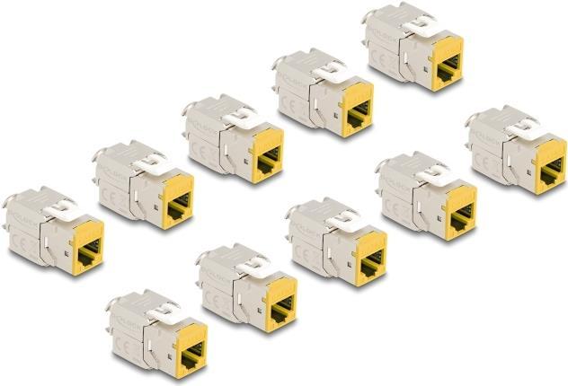 Delock Modulo Keystone presa RJ45 su LSA Cat.6A set giallo senza attrezzi da 10 pezzi