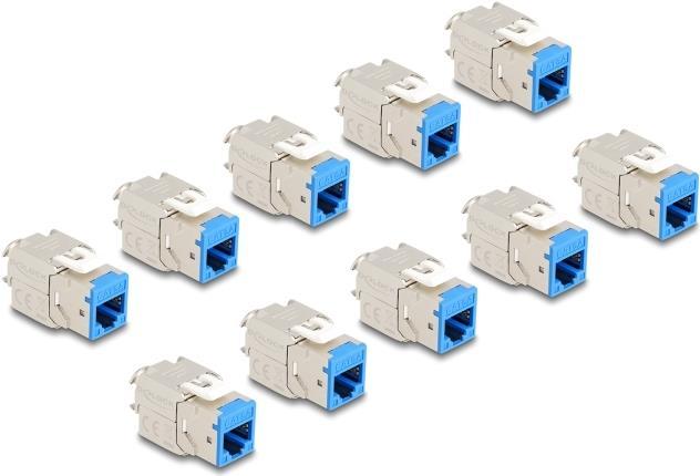 Delock Modulo Keystone presa RJ45 su LSA Cat.6A set blu senza attrezzi da 10 pezzi