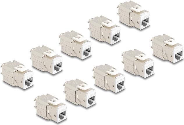 Delock Modulo Keystone presa RJ45 su LSA Cat.6A set bianco senza attrezzi da 10 pezzi