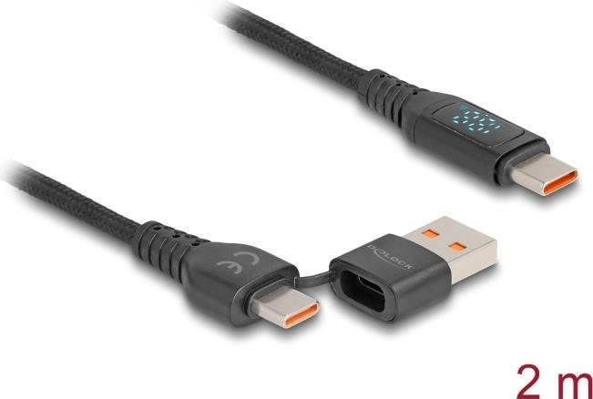 Delock Cavo di ricarica rapida USB 2.0 USB Tipo-C + presa USB Tipo-A