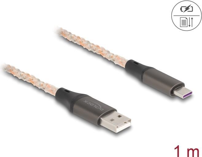 Delock Cavo USB 2.0 da tipo A a USB tipo C con illuminazione RGB da 1 m