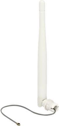 Delock Antenna WLAN 802.11 b/g/n MHF I plug 3 dBi omnidirezionale 1.13 clip flessibile da 12 cm bianco
