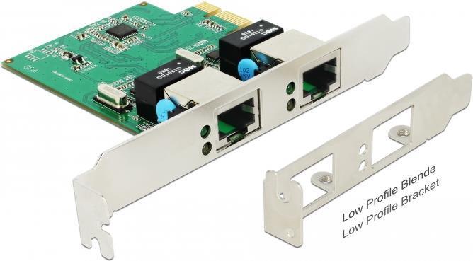Delock Scheda PCI Express x1 2 x RJ45 Gigabit LAN RTL8111
