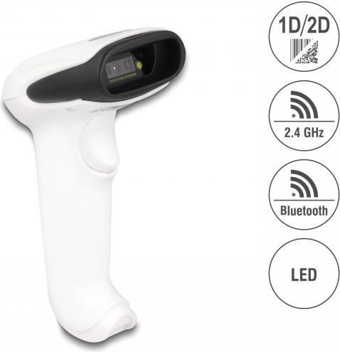 Delock Barcode Scanner 1D e 2D per 2,4 GHz, Bluetooth o USB - bianco