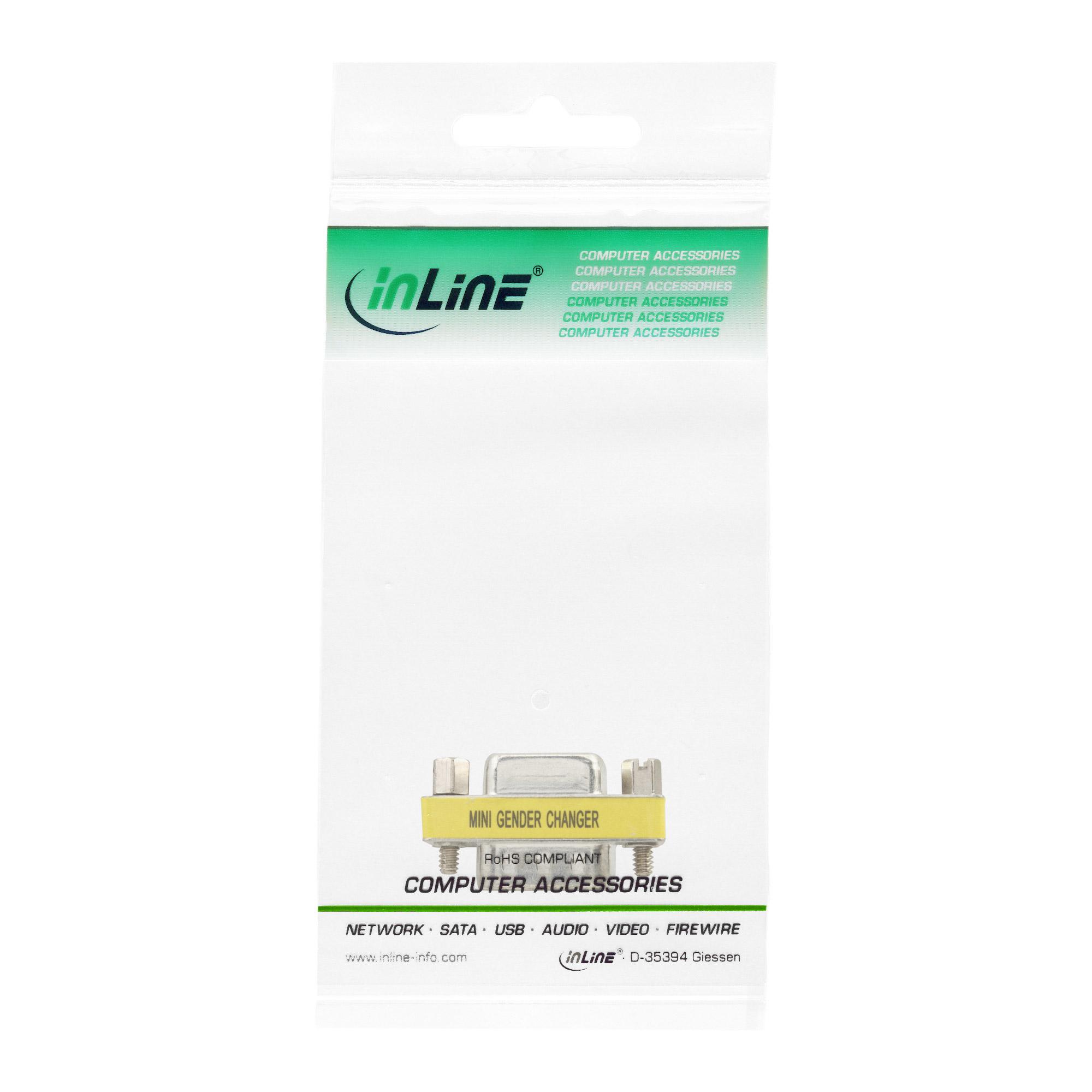 InLineÂ® mini cambio genere, 15 pin HD (VGA) maschio/femmina (47714)
