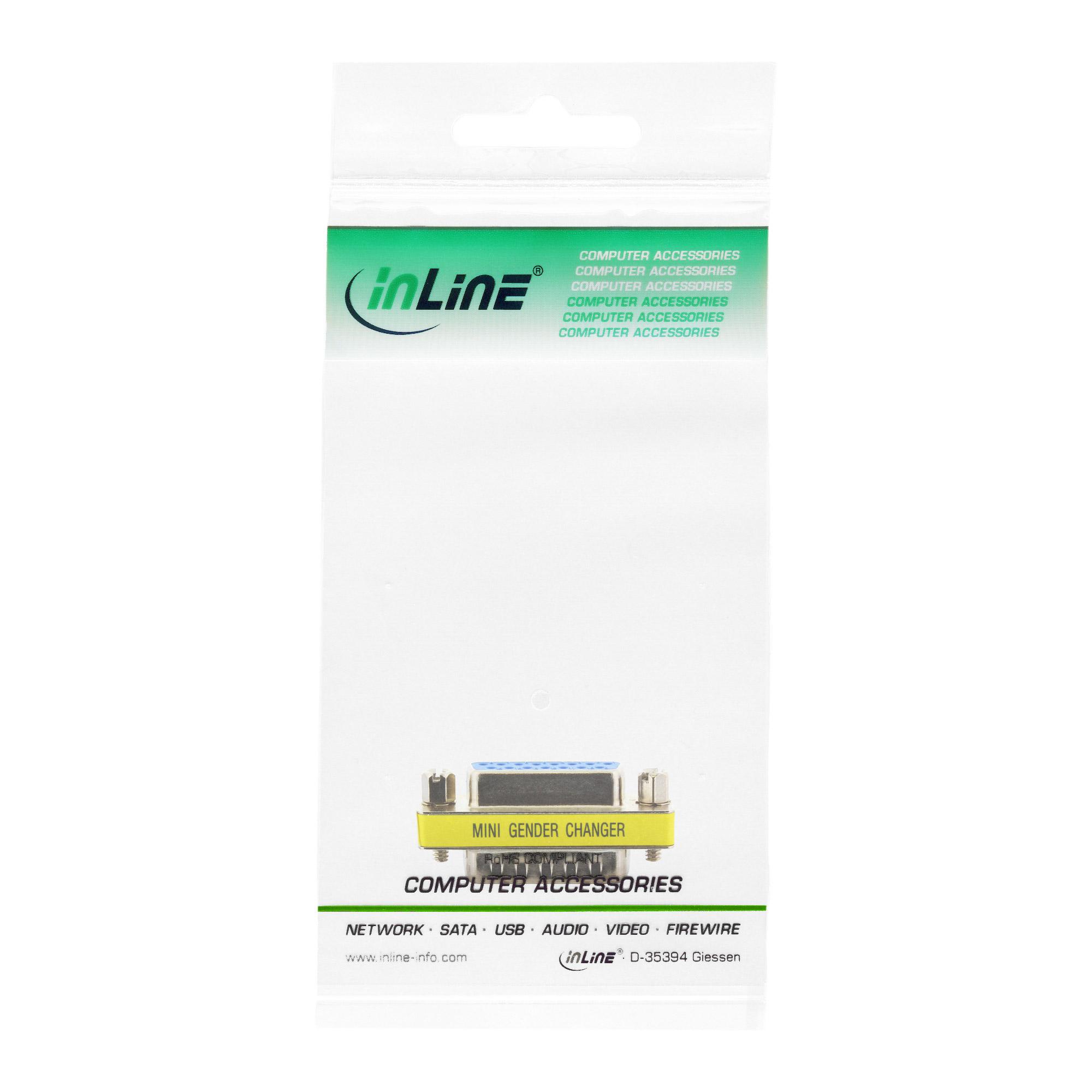 InLineÂ® mini cambio genere, 15 pin (gioco) maschio/femmina (47719)
