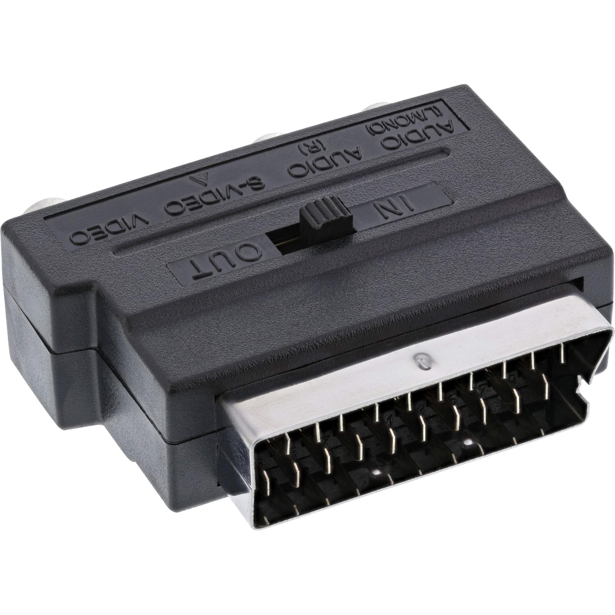 Adattatore inline - 1 x SCART PLECK (20 pin) - Mini Socket D -VHS a 4 pin e socket di cintura 3x (audio R, audio L e video) (89