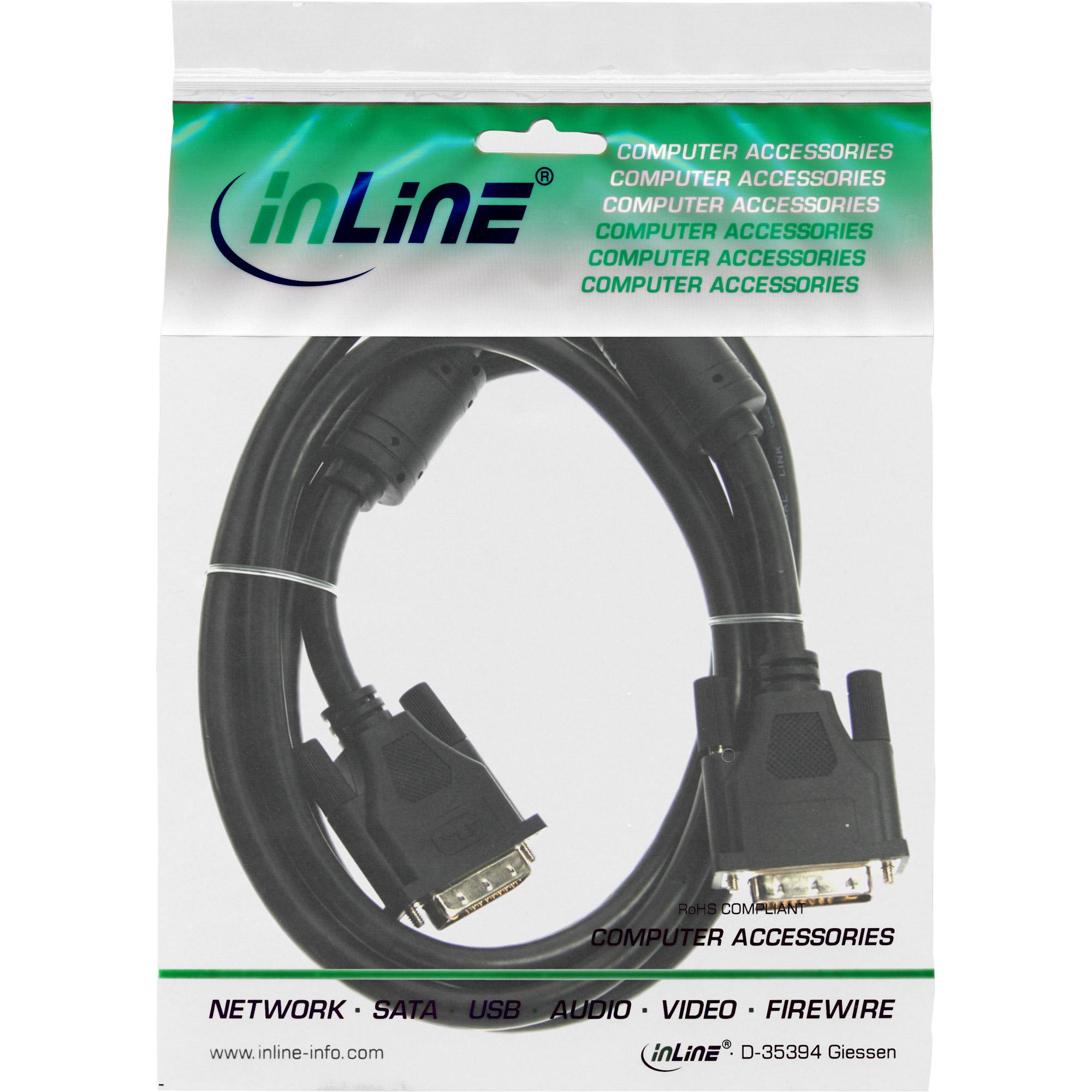 Cavo DVI-D in linea 2M Digital 181 Plug / Plug singolo collegamento 2 ferrite nero