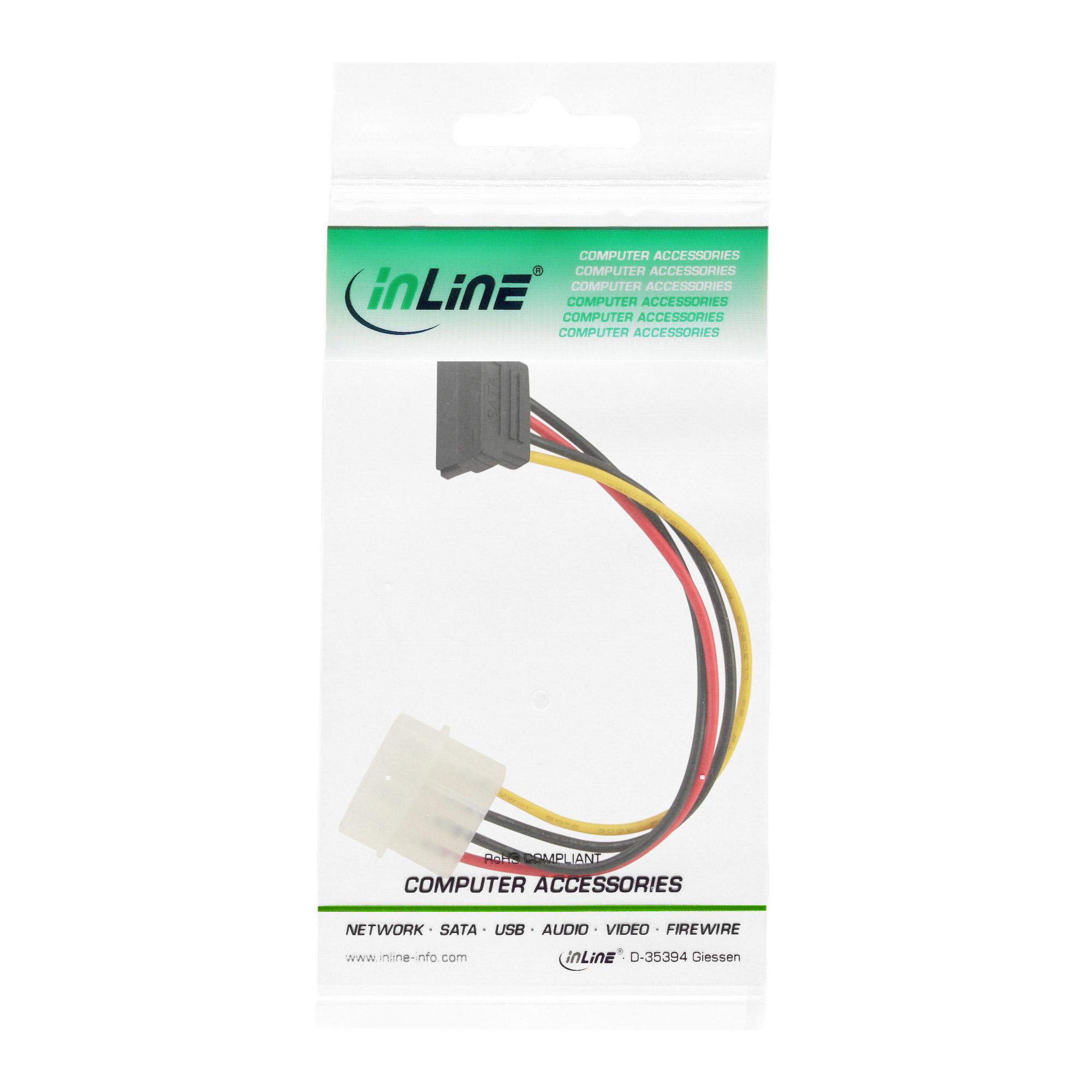 Cavo di alimentazione InLine interno 1x4pin/pz. su 1x15pin/SATA maschio 015m angolato verso il basso (29670W)