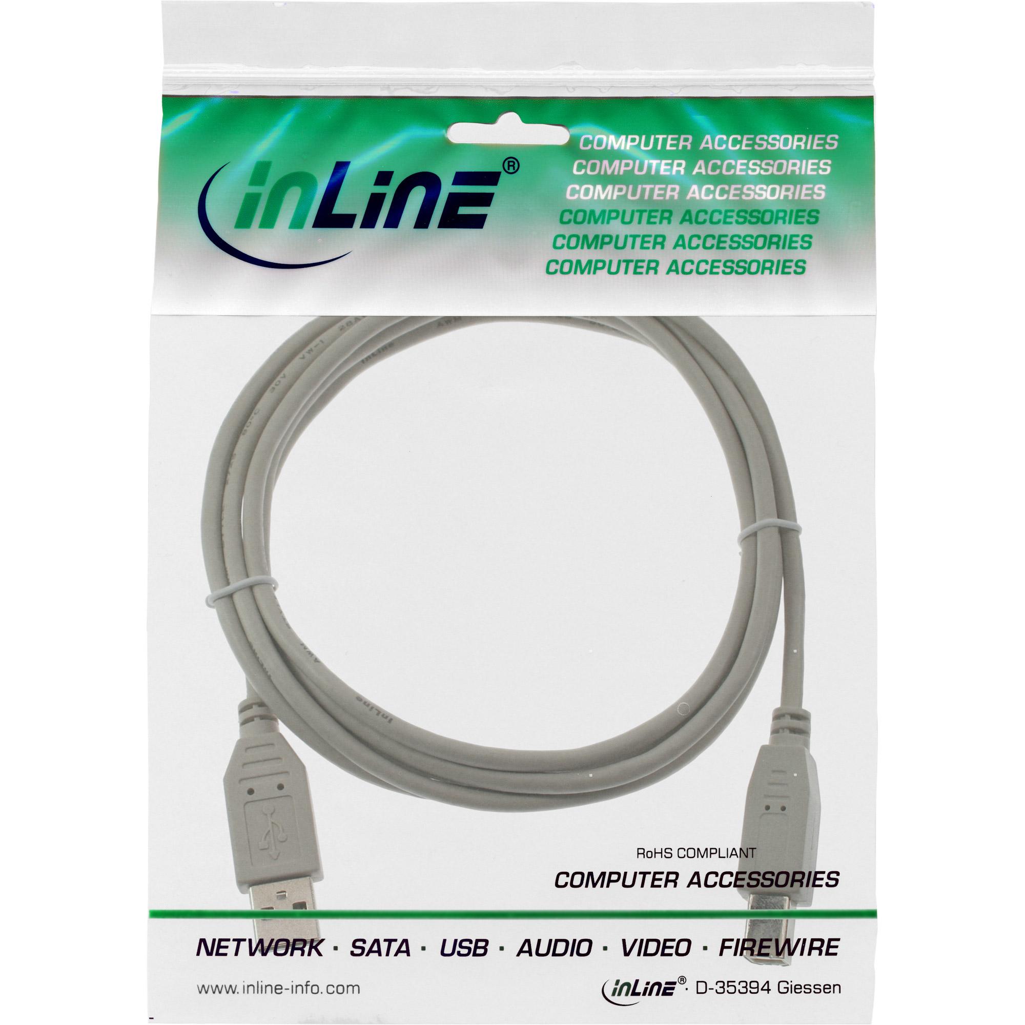 Cavo USB 2.0 - da A a B - beige - 0,5 m