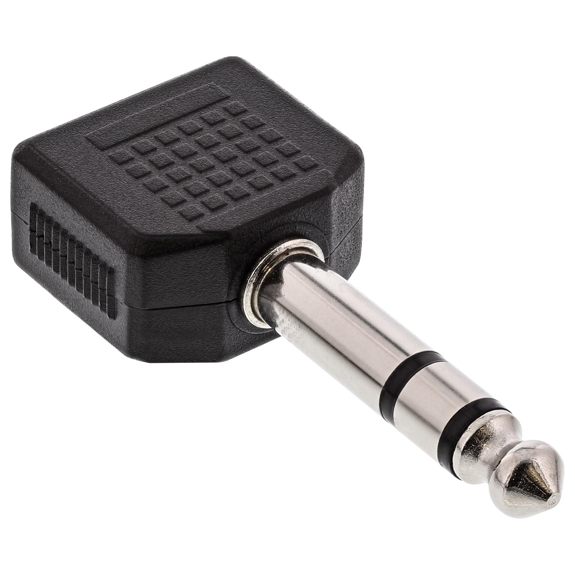 INLINE - Adattatore audio - 1 x jack 6,3 mm (M) - 2 x jack 3,5 mm (W) - nero