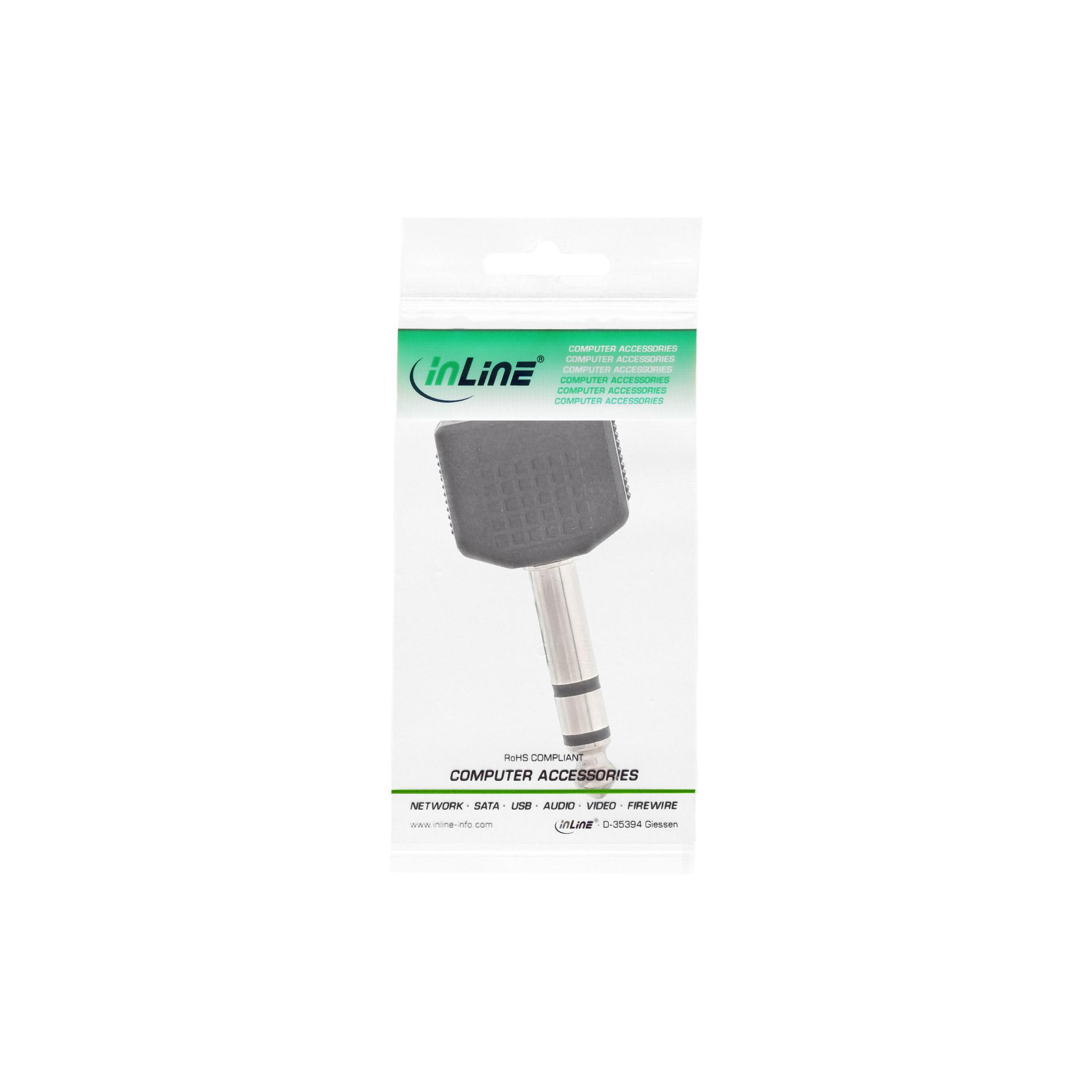 INLINE - Adattatore audio - 1 x jack 6,3 mm (M) - 2 x jack 3,5 mm (W) - nero
