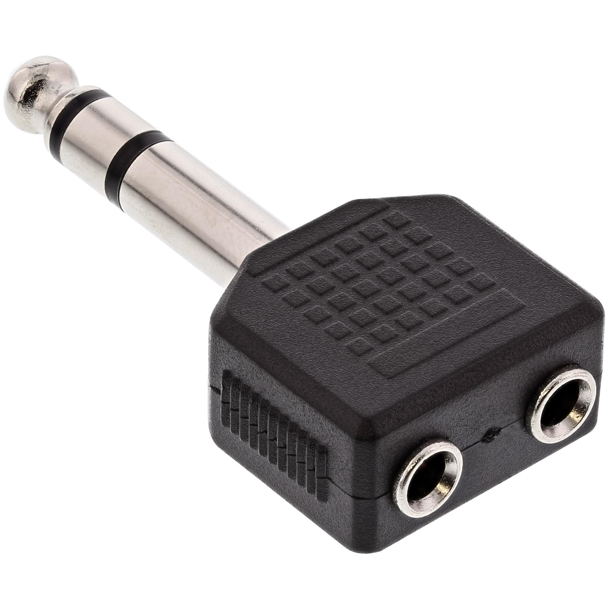INLINE - Adattatore audio - 1 x jack 6,3 mm (M) - 2 x jack 3,5 mm (W) - nero