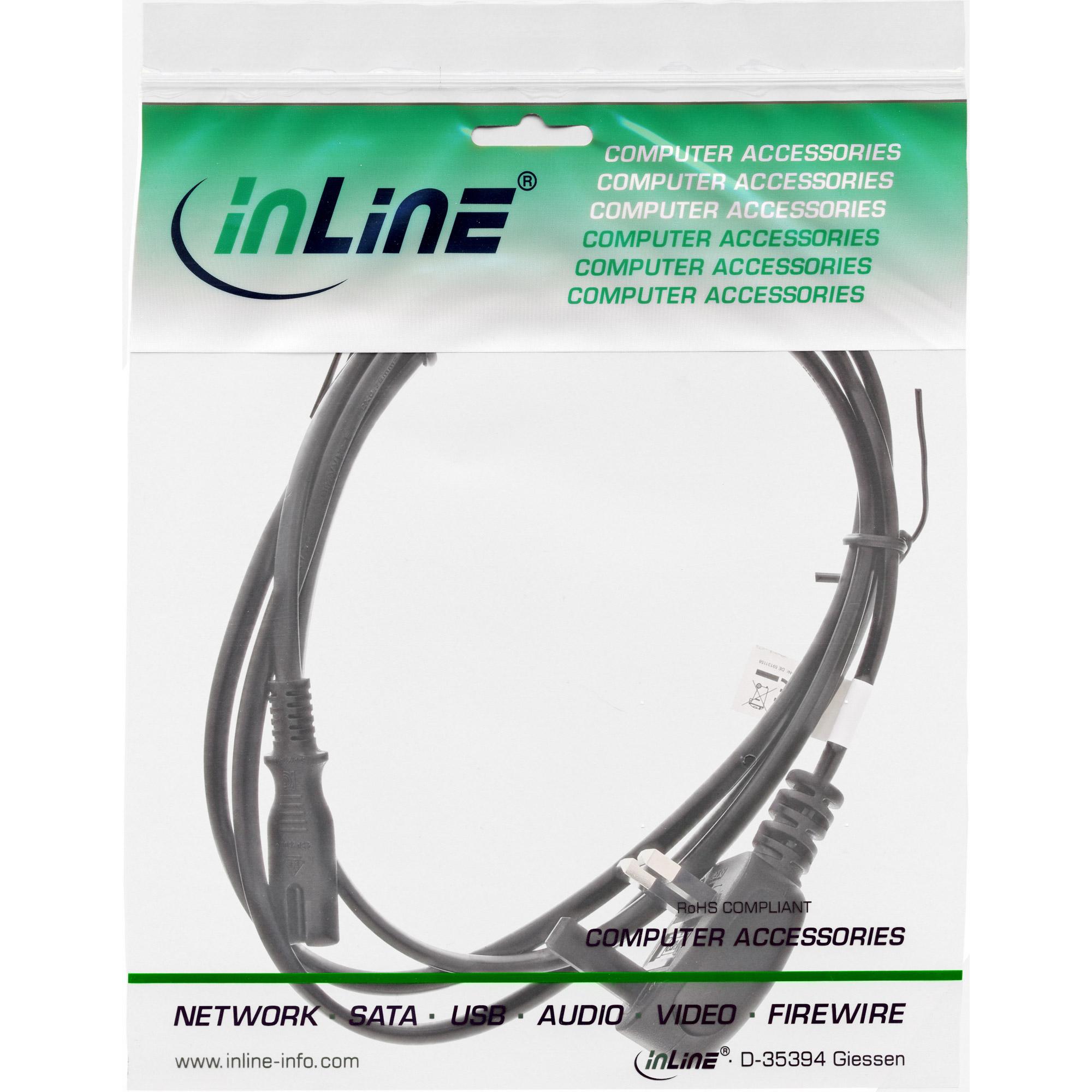 Inline UK Network Cable NC-202 1,8 m nero (BS 1363/A, IEC C7, 3-pin)
