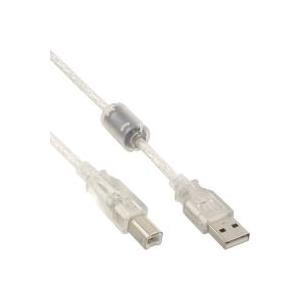 Cavo in linea USB 2.0 A su B con core di ferrite - trasparente 1 m (34510)