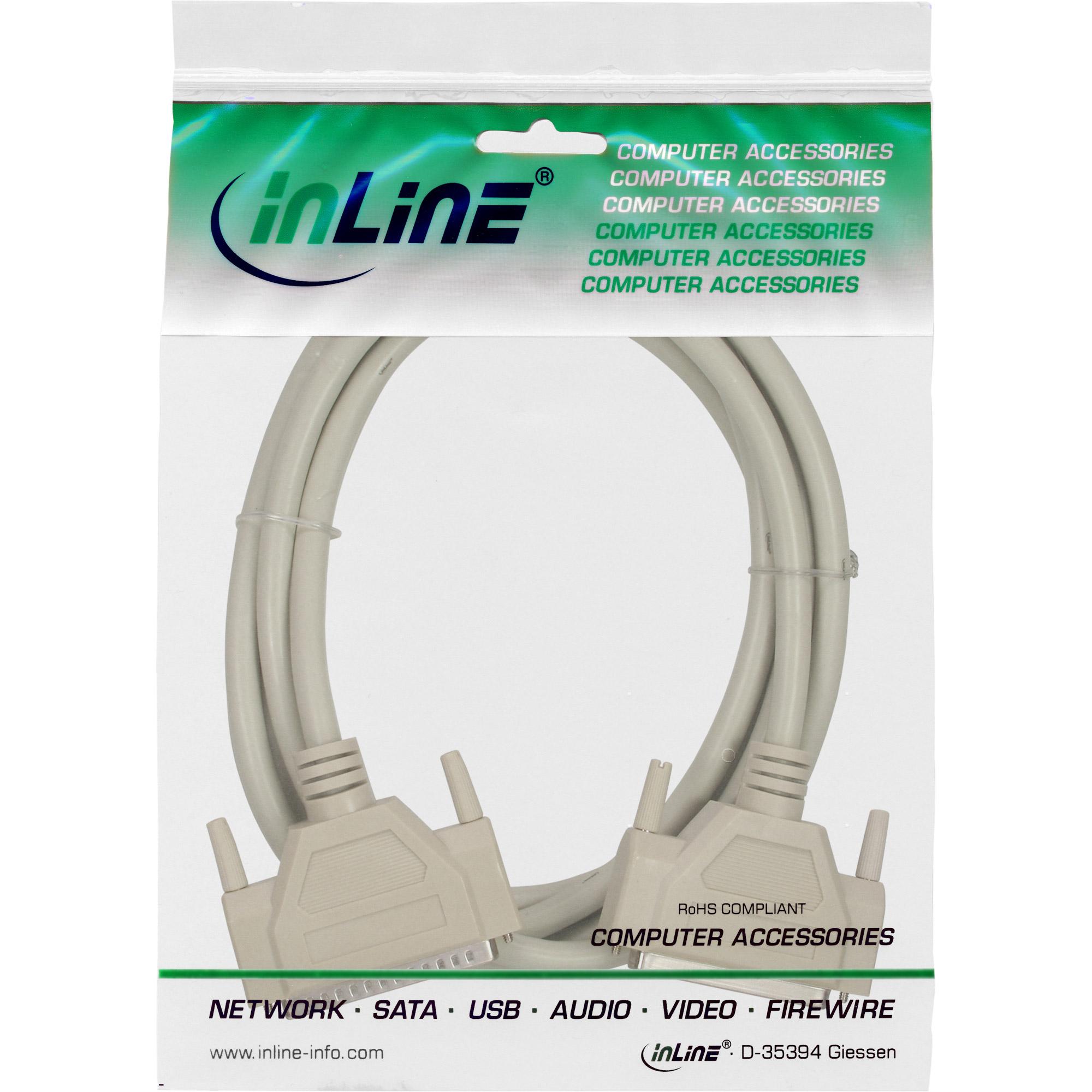 INLINE - Cavo di prolunga seriale - Da DB-37 (M) a DB-37 (W) - 5 m - sagomato - beige