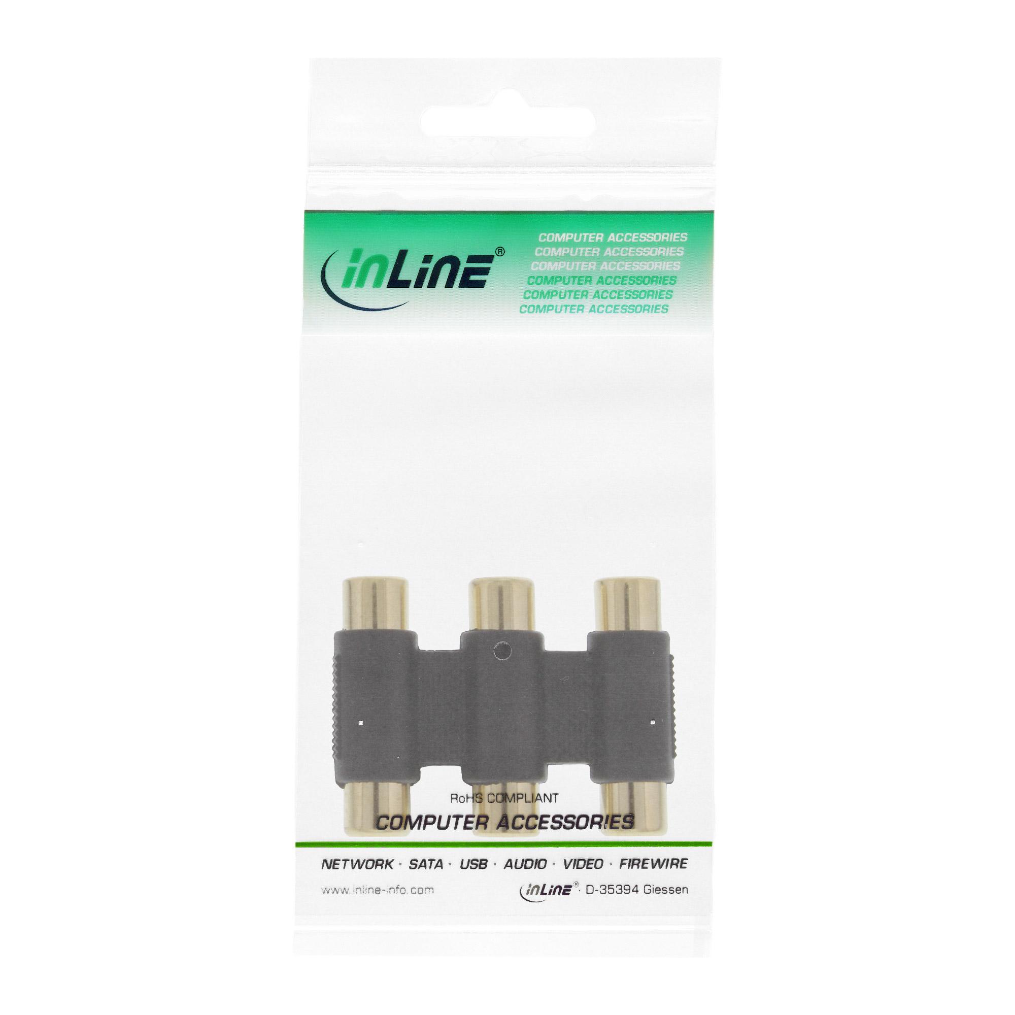 Adattatore audio/video InLine - 3 x RCA femmina a 3x RCA femmina - placcato oro (99319)