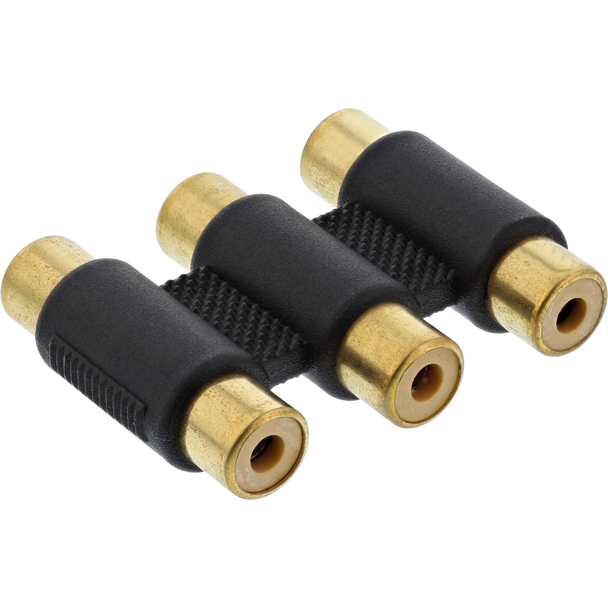 Adattatore audio/video InLine - 3 x RCA femmina a 3x RCA femmina - placcato oro (99319)