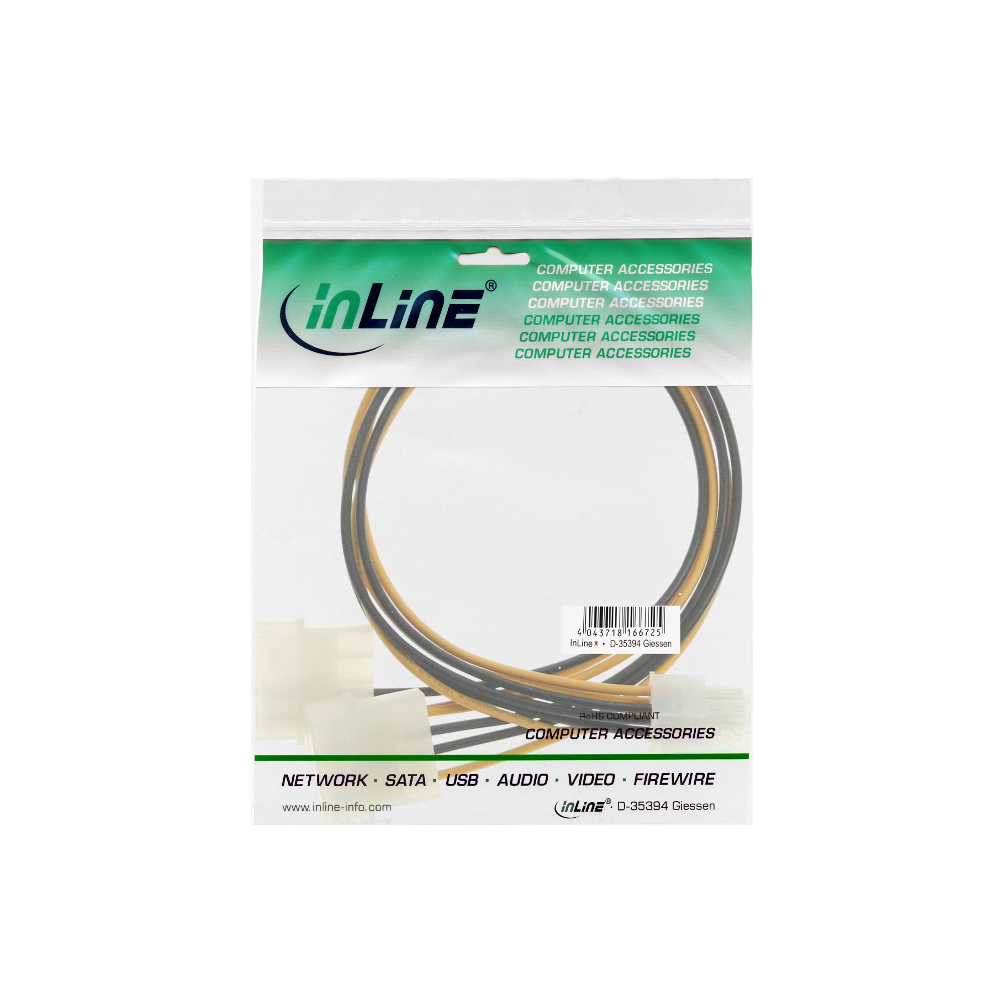 INLINE - Alimentatore - alimentatore interno, 4 pin (M) - Alimentatore PCI Express, 6 pin (M) - 25 cm - a trefoli (MF17784)
