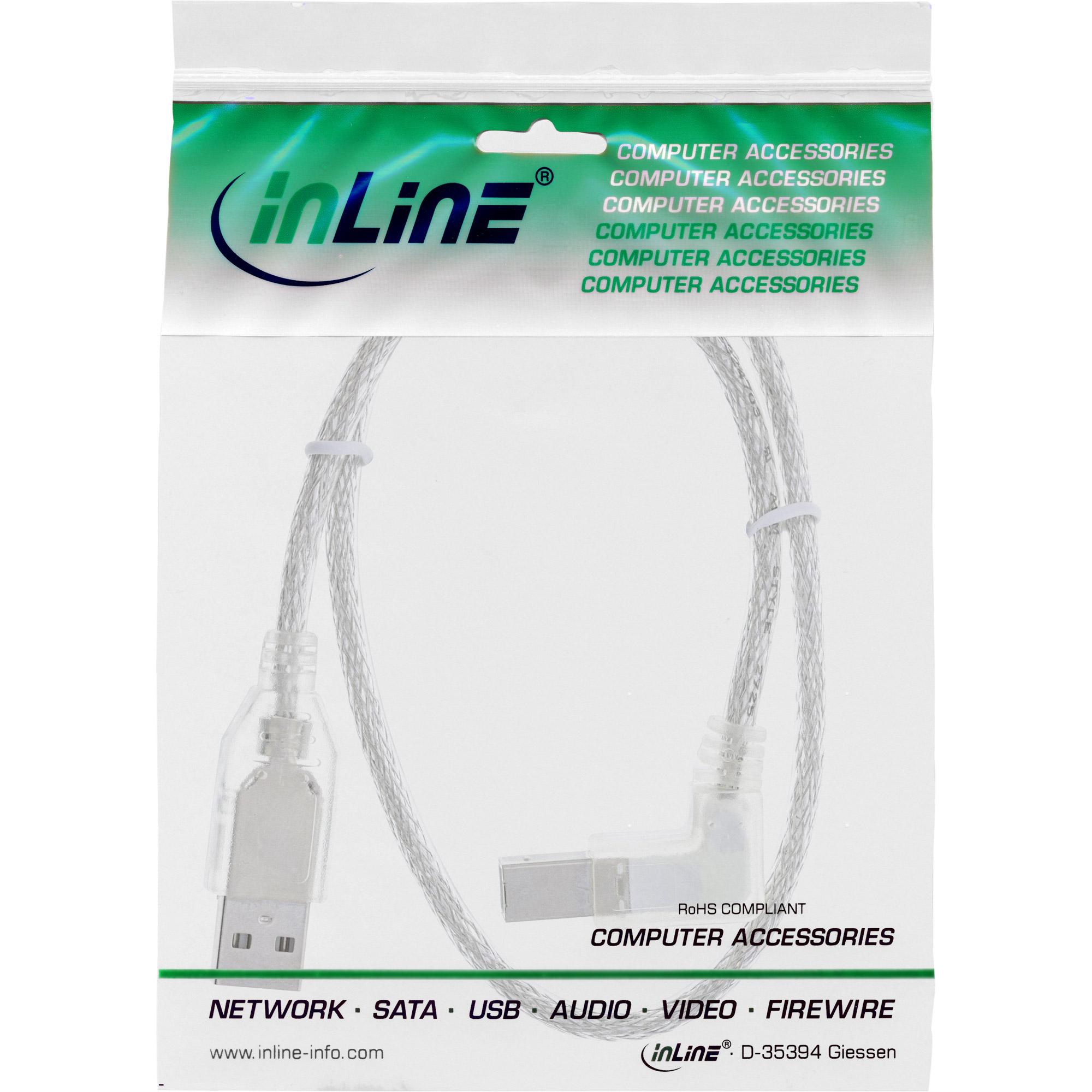 Cavo USB 2.0 - da A a B ad angolo retto - trasparente - 2 m