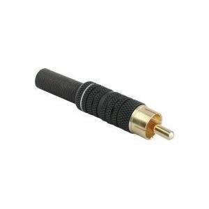 Versione con spina RCA a saldare - metallo nero - anello bianco - per cavo da 6 mm