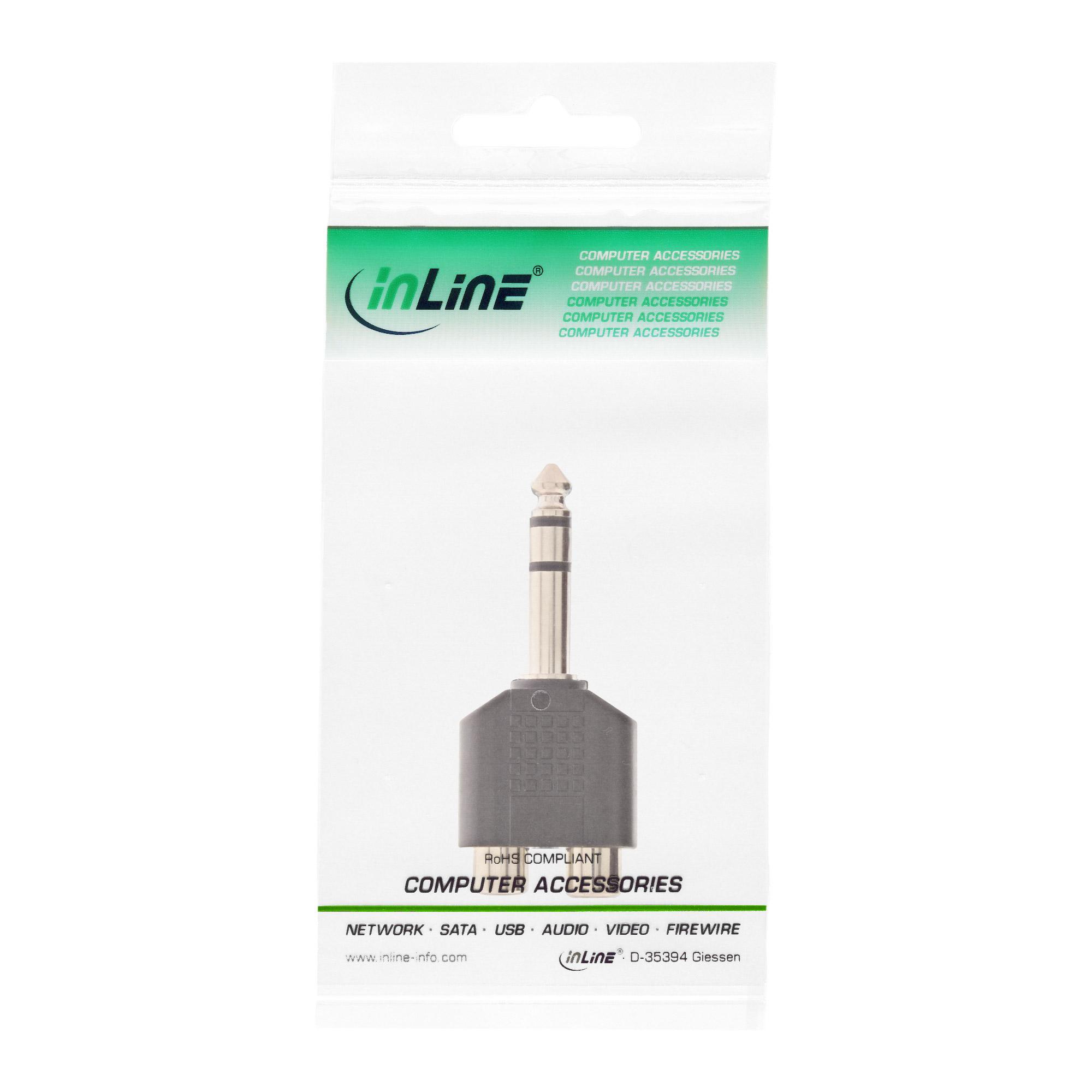 INLINE - Adattatore audio - 1 x jack 6,3 mm (M) - 2 x RCA (W) - nero