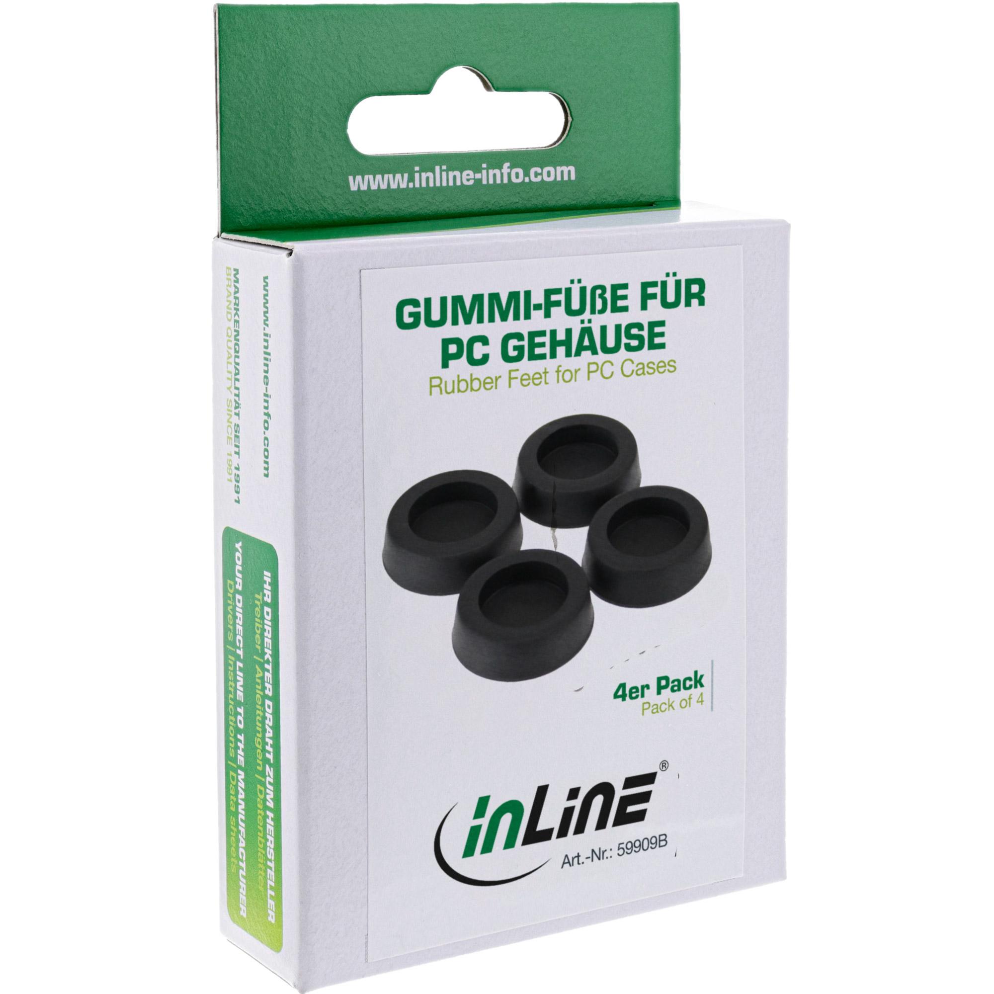 Piedini in gomma InLine per case del PC - neri (59909B)