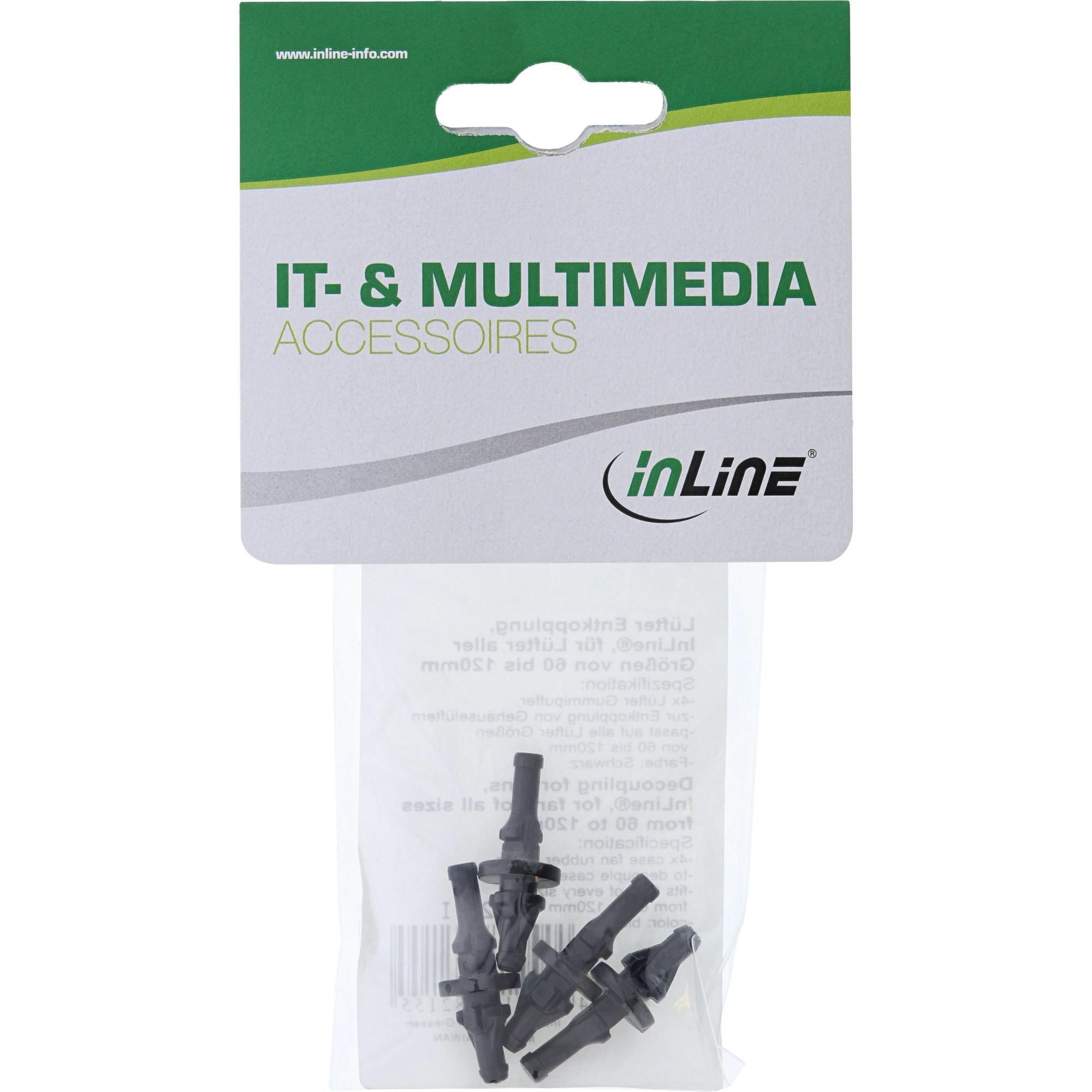 InLine Rivetti disaccoppiamento antivibrazione Ventole da 60 a 120mm 4pz