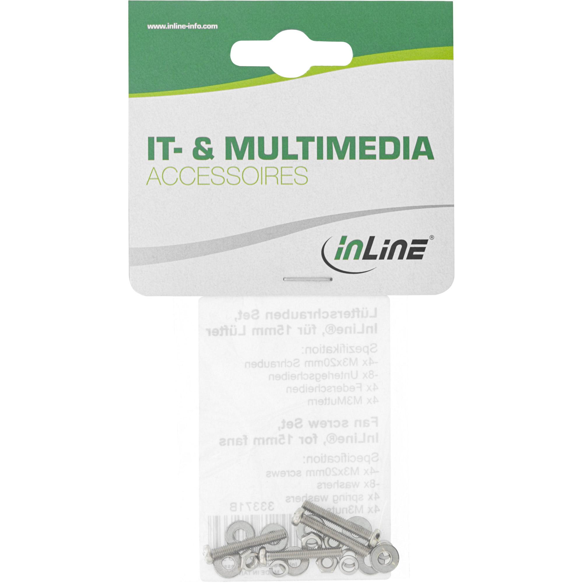 Set di viti per ventole InLine per ventole da 15 mm (33371B)