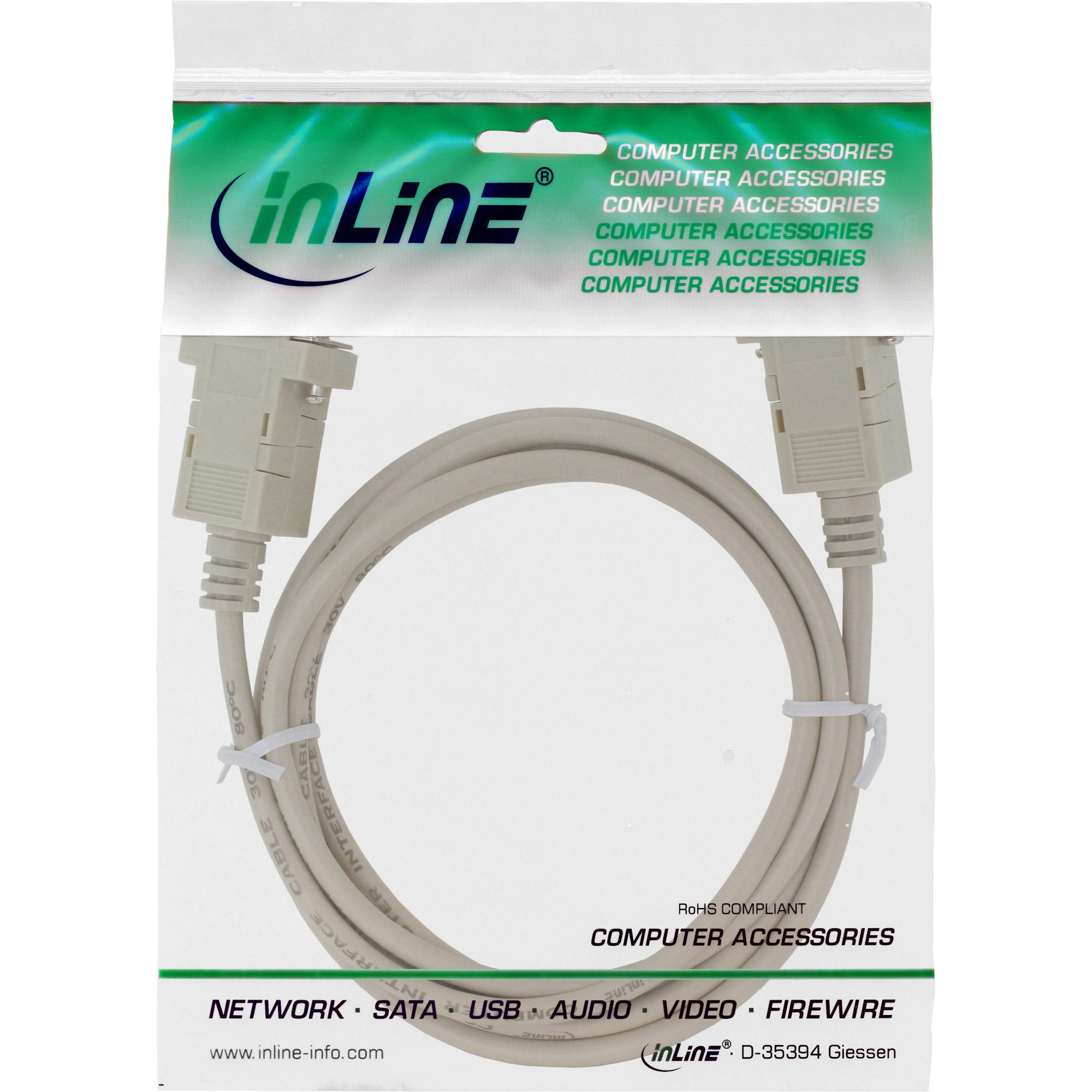 Cavo null modem - presa 9 pin - presa - clip - 2 m