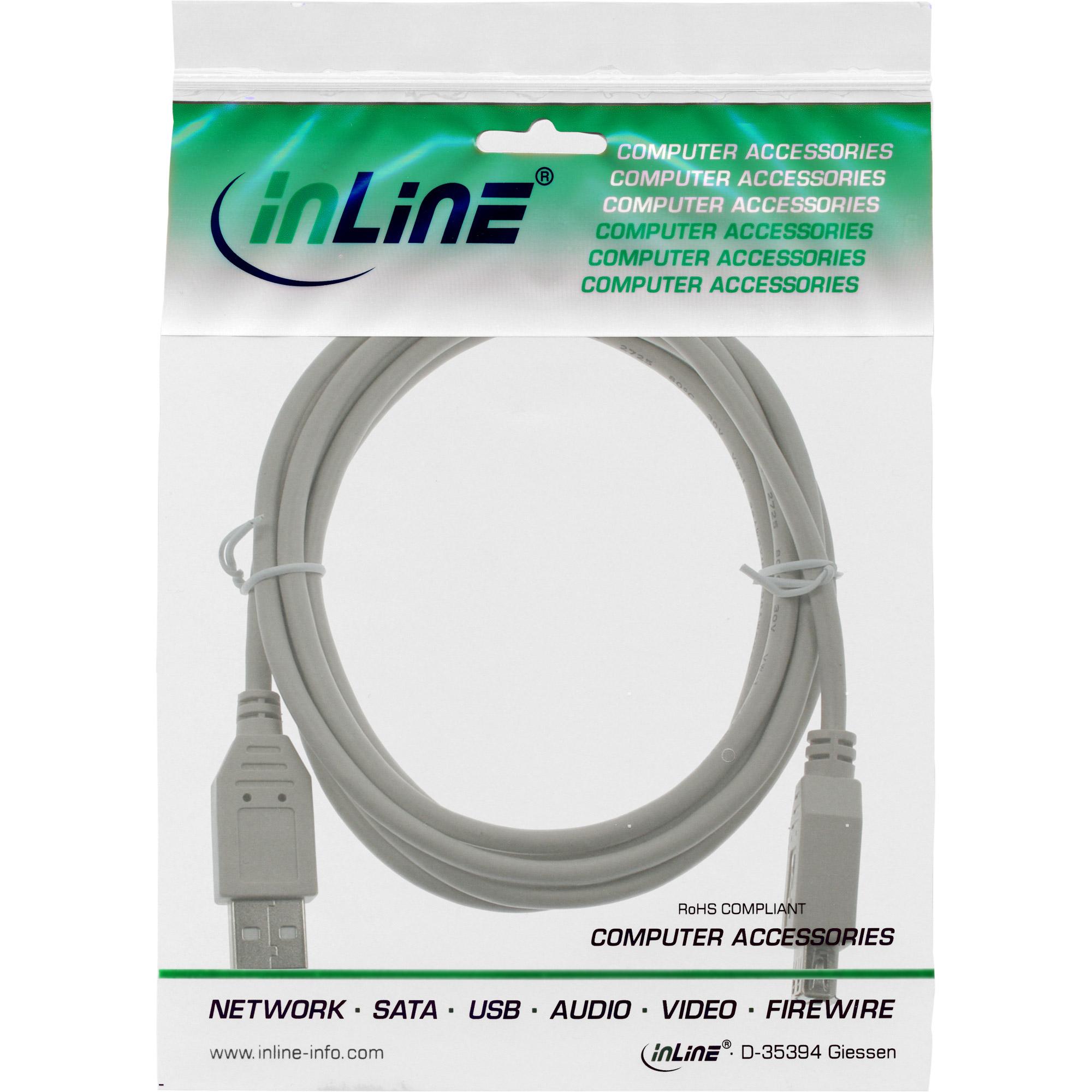 Prolunga USB 2.0 - maschio - femmina - tipo A - beige-grigio - 3m