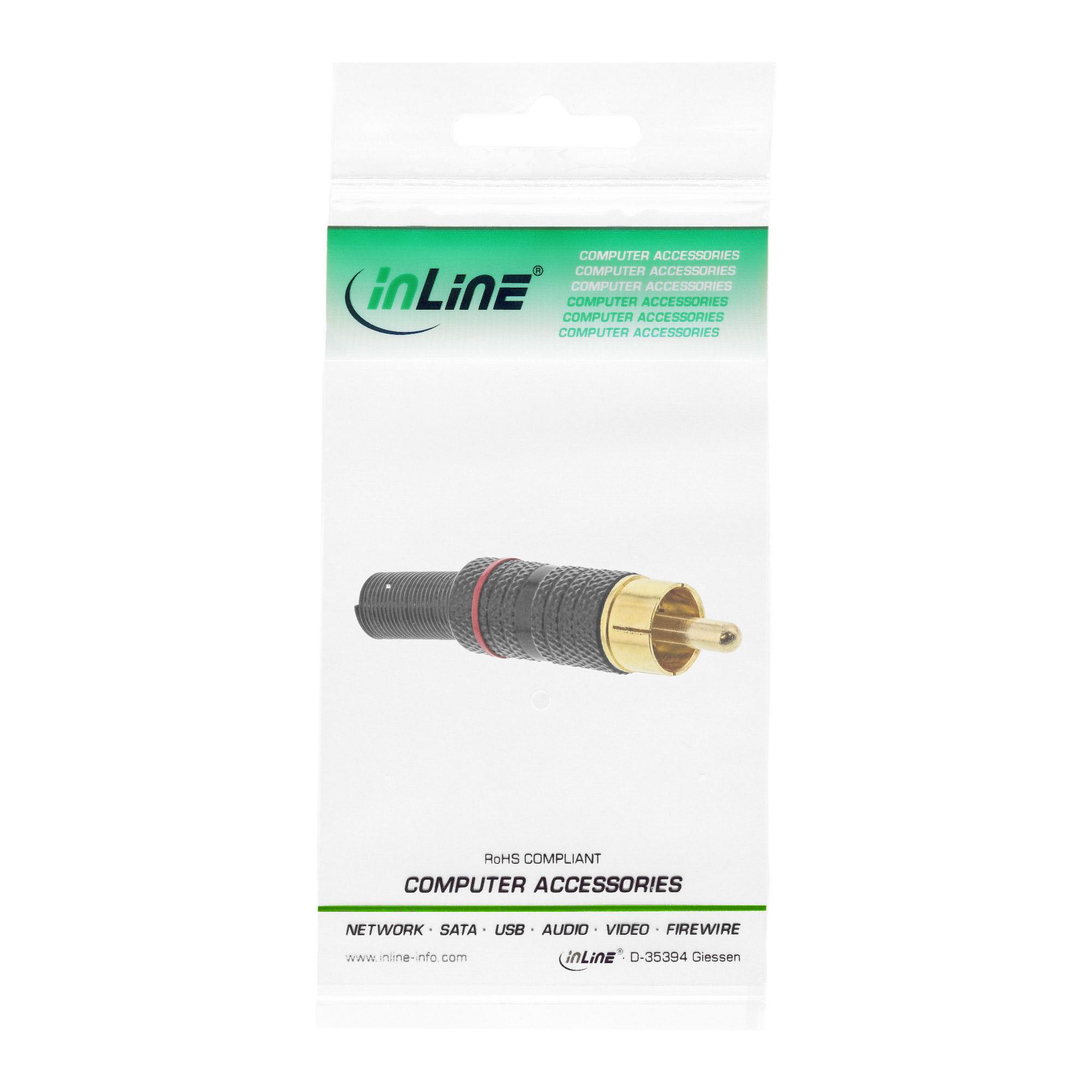 Versione a saldare con spina RCA - metallo nero - anello rosso - per cavo da 6 mm