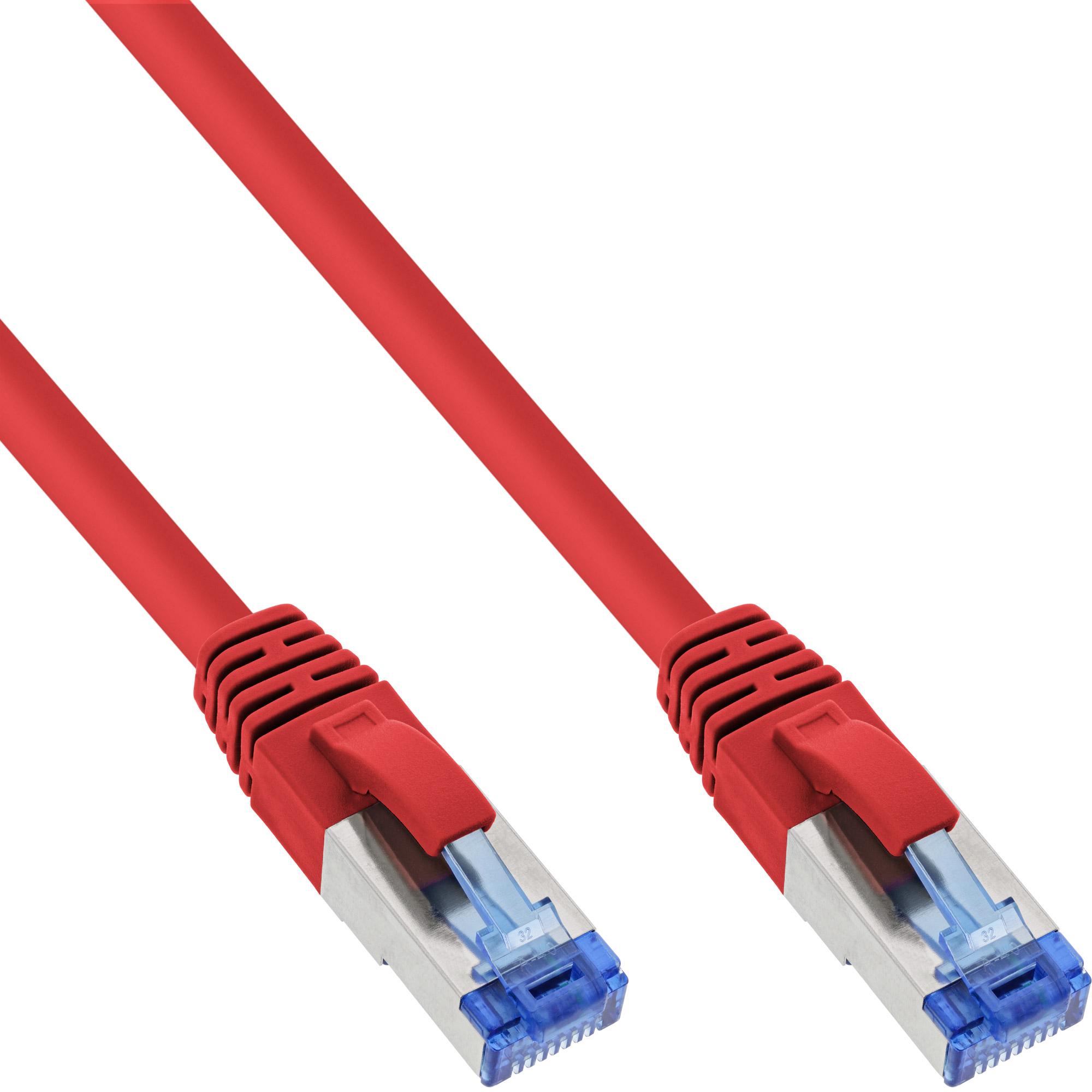 InLine Cavo patch Lan S/FTP(PiMf) Cat.6a 500MHz CU halogenf. rosso 1m