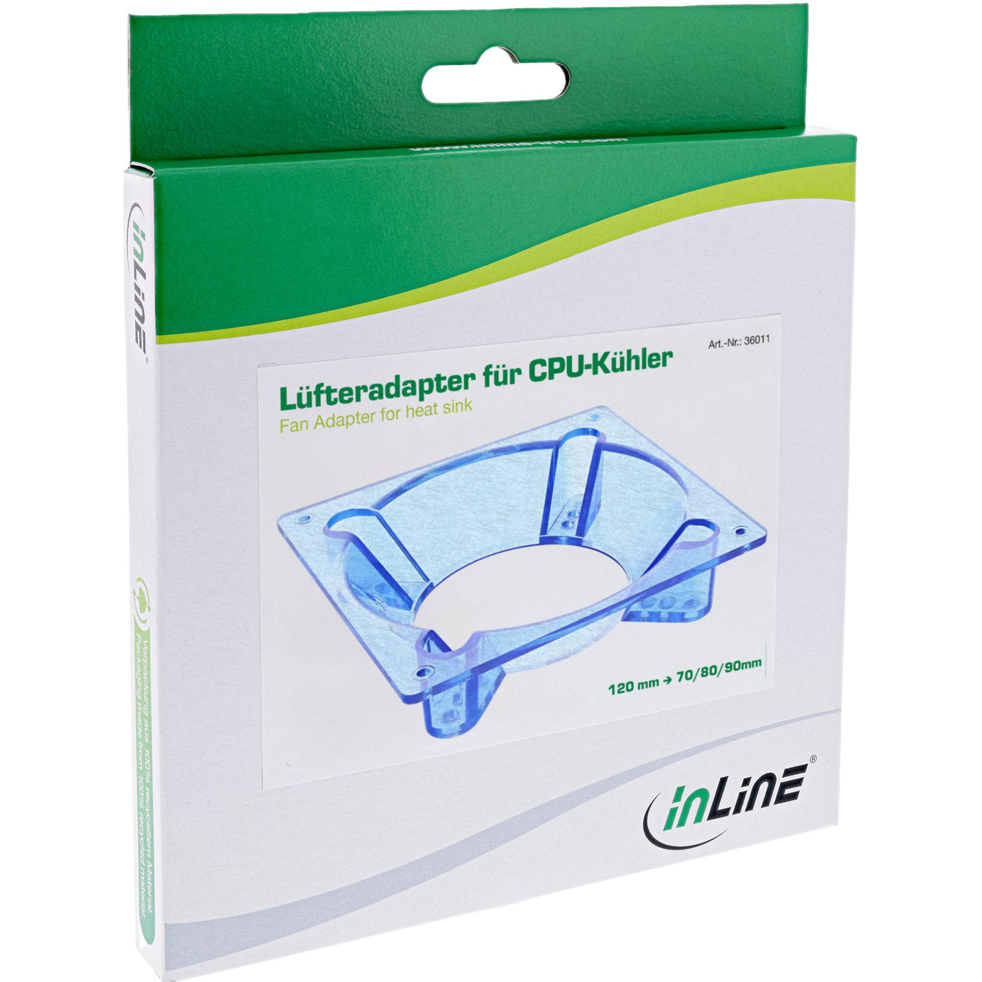 Adattatore ventola InLine da 120 mm a 70/80/92 mm - trasparente/blu (36011)