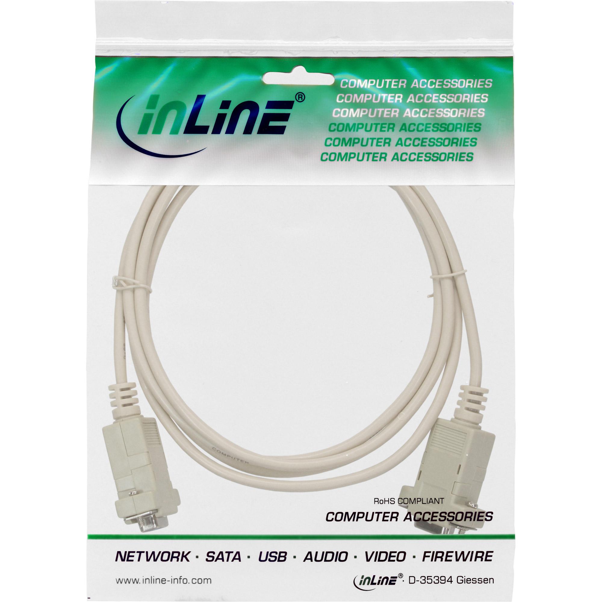 Cavo null modem - presa 9 pin - presa - clip - 2 m