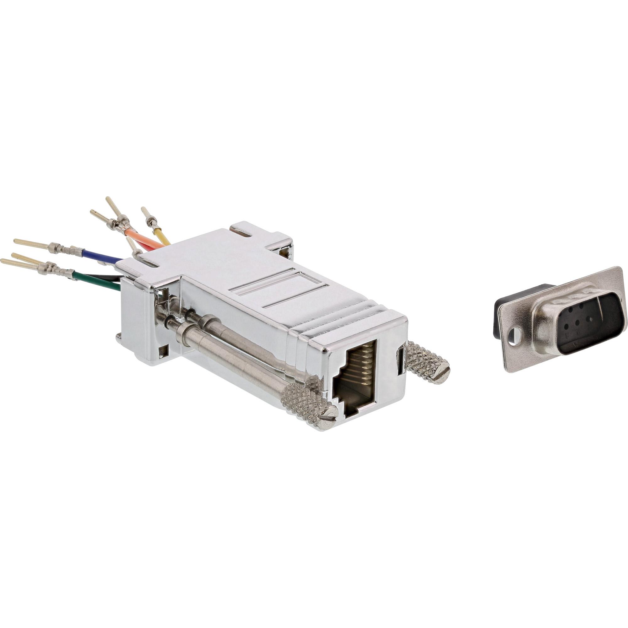 Adattatore: spina Sub D a 9 pin su presa RJ45 - metallizzato